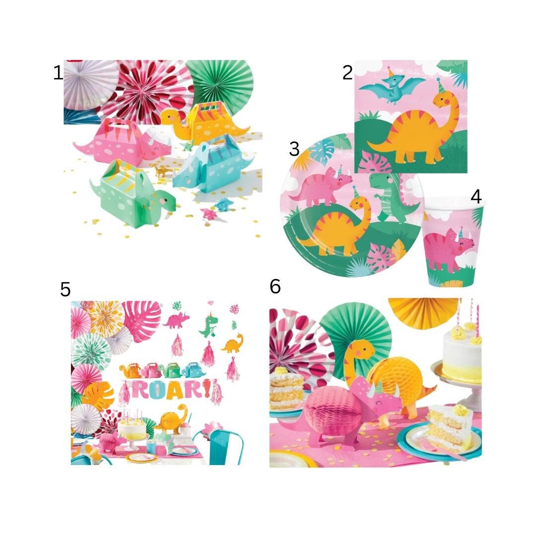 Aazon.co: 9pcs Pink Dinosaur Honeycob Centerpieces Dinosaur Birthday Party Table Centerpiece...