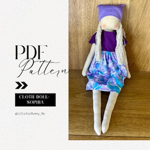 Doll “SOPHIA” Sewing Pattern, Doll patterns, cloth doll pattern, sewing pattern, digital pattern
