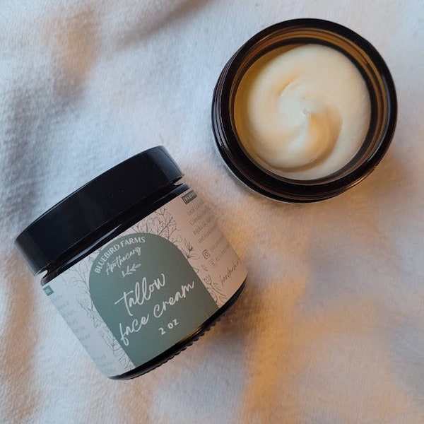 Tallow Face Cream | Whipped Tallow | Natural Skincare | Moisturizing | Fragrance Free | Gentle | Essential Oils