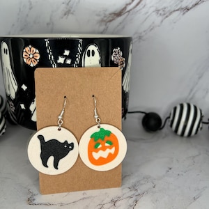 Pillsbury Halloween Sugar Cookie Earrings Cat/Pumpkin