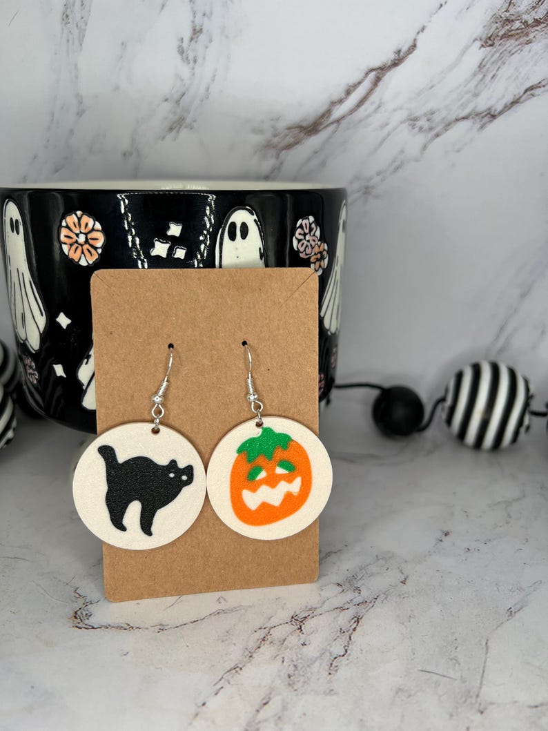 Pillsbury Halloween Sugar Cookie Earrings Cat/Pumpkin