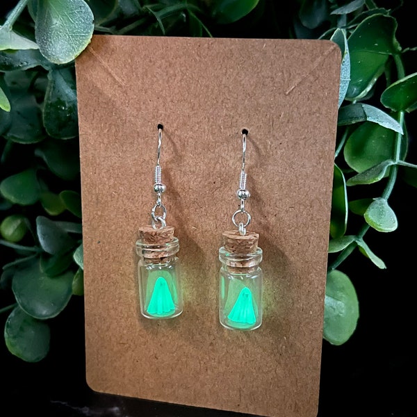 Glow-in-the-Dark Ghost Jar Earrings