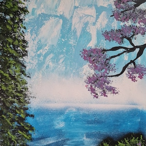 9x12inch Waterfall nature scene spray paint art on Water colour paper