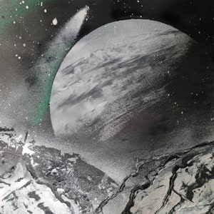 Moon and Galaxy Spray Paint Art