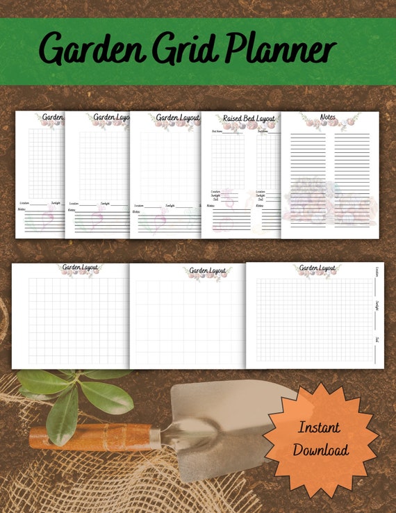 Printable Garden Grid Planner| Raised Bed & Vegetable Garden Layout Templates| Instant Download PDF