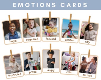 Editables *Tarjetas de emociones para niños* con imágenes reales, tarjetas Montessori de emociones, tarjetas didácticas de sentimientos *DESCARGA DIGITAL*