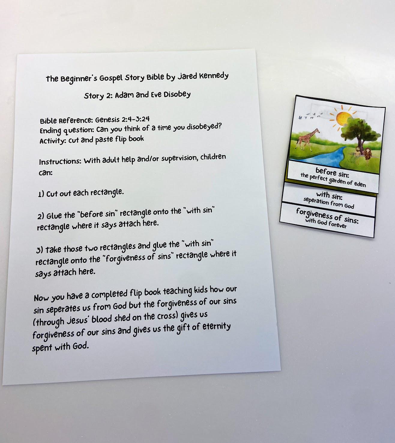 Adam and Eve Flip Book Activity, Bible Lesson (digital Download) - Etsy
