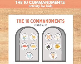 Ten Commandments Printable Activity for Kids | Sunday School Digital Download, homeschool printable
