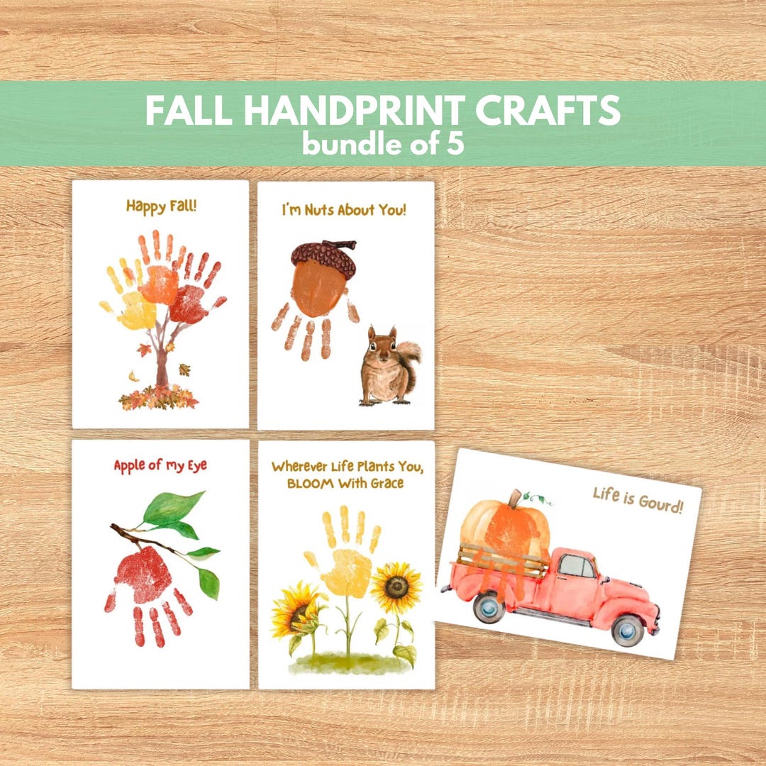 Autumn Handprint Art Bundle – DIY Watercolor Crafts (digital Download ...