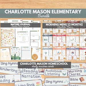 Charlotte Mason Elementary Homeschool Curriculum Bundle: Morning Menu, Nature Journal, Daily Routine Cards (Digital Download)