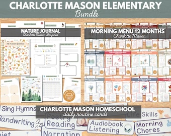 Charlotte Mason Elementary Homeschool Curriculum Bundle: Morning Menu, Nature Journal, Daily Routine Cards (Digital Download)