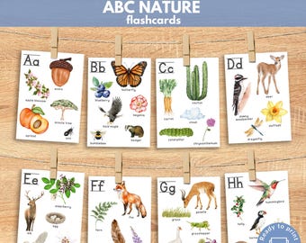 Nature ABC Cards, Charlotte-Mason Alphabet flashcards