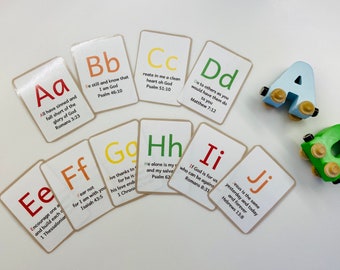 ABC Bible Verse Flashcards, Kids Homeschool Printable (Digital Download)