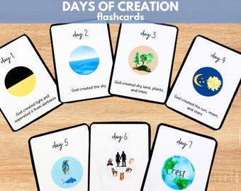 Creation Story Flashcards, Sunday School Printables (PDF Download)