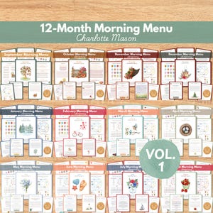 12 Month Charlotte Mason Morning Menu Volume 1 |  Homeschool Kindergarten Elementary Curriculum (Digital Download)