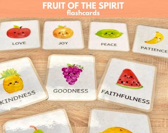 Frucht des Geistes druckbare Karten für Kinder | Galater 5 22 23, Bibelgedächtnisverse, Bibelauswendiglernen, Hausschule