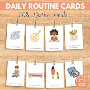 Tarjetas de rutina diaria con horario visual, rutina matutina-vespertina, tabla de tareas para niños pequeños, lista de verificación de ritmo diario, Montessori, descarga digital