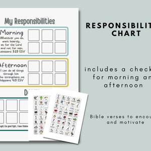 Daily Responsibilities Checklist Printable for Kids, Morning and Evening, Daily Responsibilities (comes in 3 color options!)