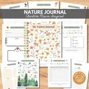 Nature Journal Charlotte Mason Inspired, Nature Study Kids, Charlotte Mason Inspired Homeschool Printable, Nature Scavenger Hunt, Elementary