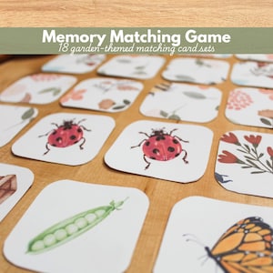 Garden Memory Matching Game for Kids | Preschool Homeschool Learning Printable