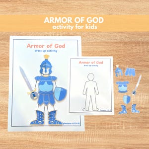 Printable Armor of God Cut Out Activity, Sunday School, Christian Kids, Homeschool Lesson, Sword of the Spirit, Kids Bible Study, Ephesians