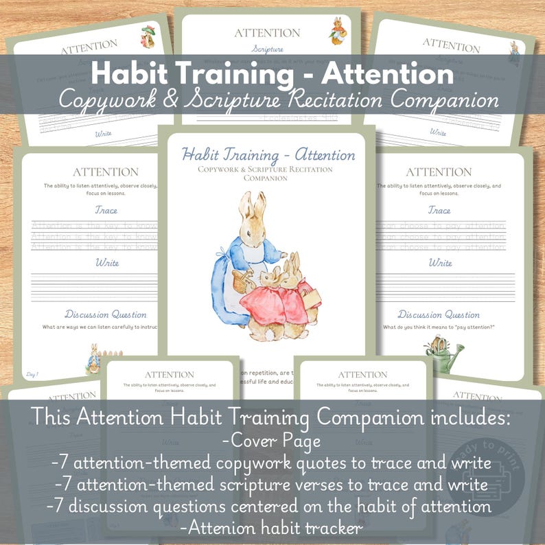 Charlotte Mason Attention Habit Training Companion: Homeschool Printable
