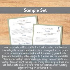 Charlotte Mason Attention Habit Training Copywork & Bible Recitation Companion, Elementary Homeschool, Morning Menu first grade second grade