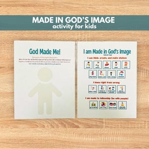 Made in God's Image Bible Lesson Activity Printable, God Made Me Craft for Kids, homeschool printables, Sunday school lesson activities