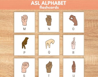Abc Asl Flashcards Digital Sign Language Printable Alphabet Etsy