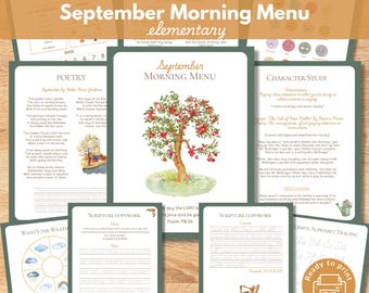 September Morning Menu pages, Charlotte Mason Curriculum, Autumn Morning Time Homeschool