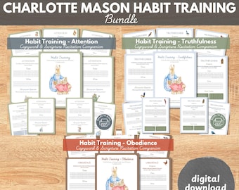 Charlotte Mason Habit Training Bundle: Attention, Truthfulness, and Obedience Homeschool Printables