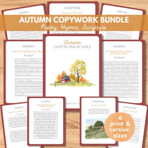 Herbstdruck & Schreibschrift, Charlotte Mason Copywork Bundle: Poesie, Hymnen, Schrift Morgenkorb