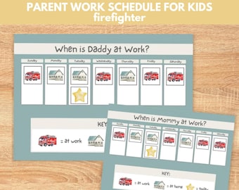 Horaire de travail des parents pompier, calendrier visuel pour les enfants angoissés par la séparation (imprimable)