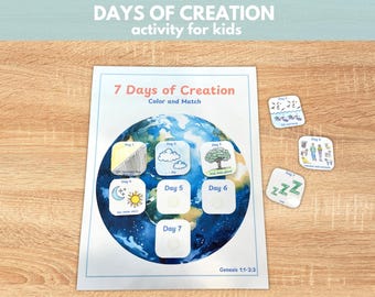 God's Creation Activity, 7 days of creation  Bible Lesson Printable