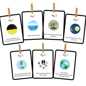 Days of Creation Cards Printable, Creation Story Picture Cards for Kids ...