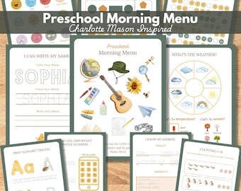 24 Preschool Morning Menu pages, Preschool Curriculum Charlotte-Mason inspired, Morning Time Basket, Phone Number, Address