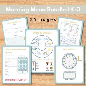 Grundlegendes Morgenmenü Tagesblatt, Ordner, EDITIERBAR, Homeschool Printable, Charlotte Mason, Kindergarten, K-3, Kopierarbeit, Poesie, Schreibschrift