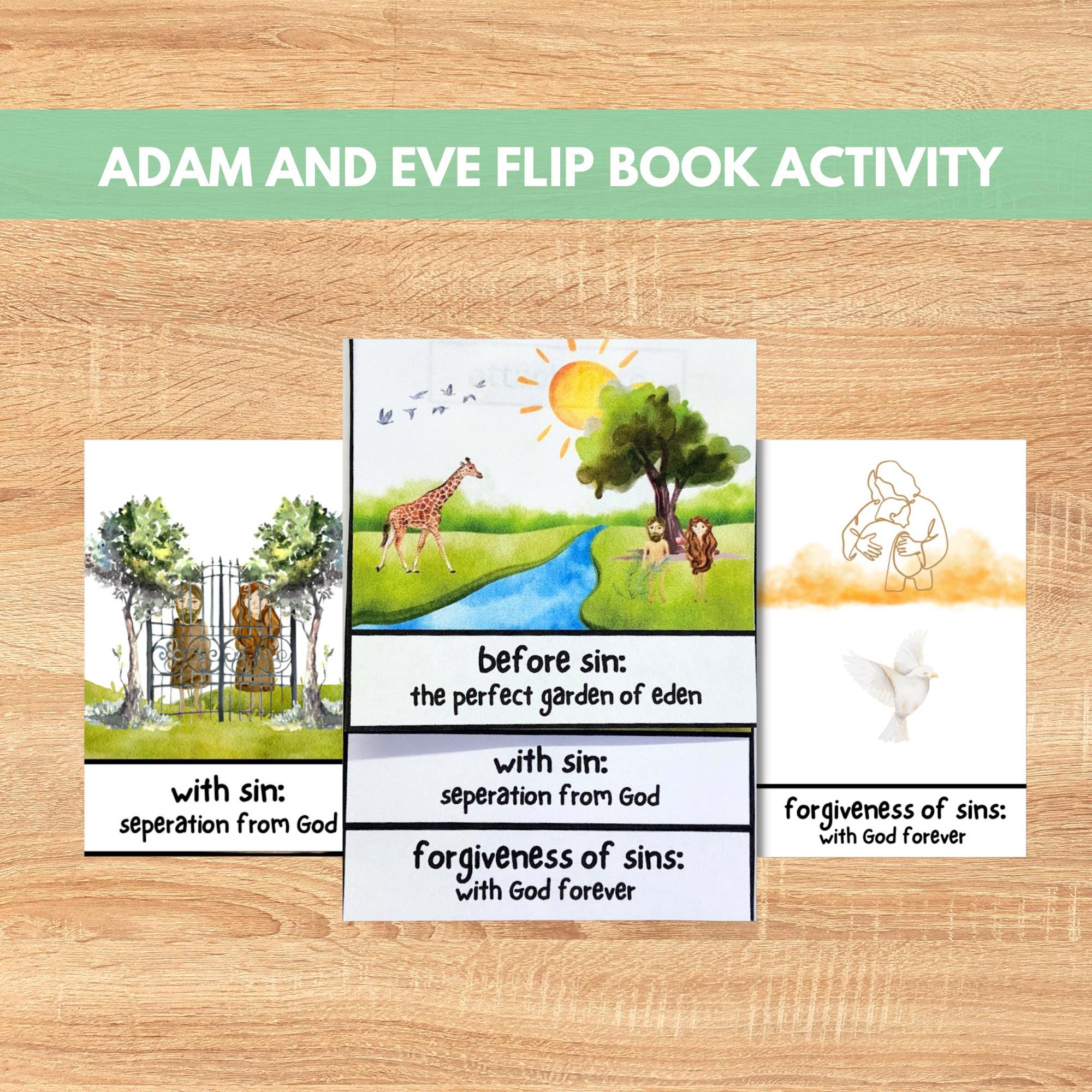 Adam and Eve Flip Book Activity, Bible Lesson (digital Download) - Etsy