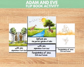 Adam and Eve Flip Book Activity, Bible Lesson (Digital Download)