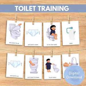 Zindelijkheidstraining Flashcards, eliminatiecommunicatie, peuters, kleuterschool, autisme, speciale behoeften, kinderkaart, visueel bord