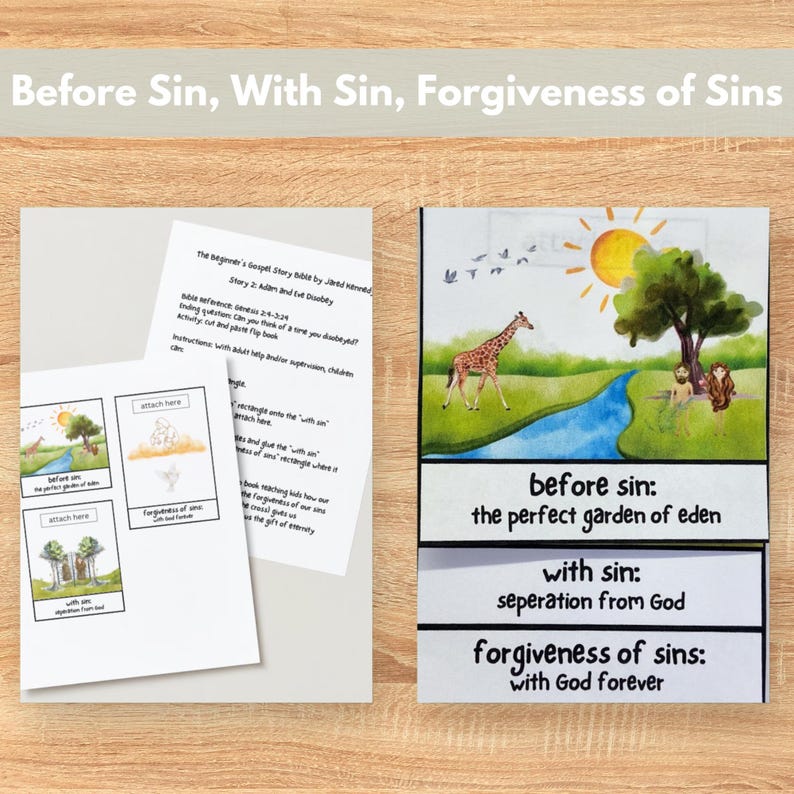 Adam and Eve Flip Book Activity, Bible Lesson (digital Download) - Etsy