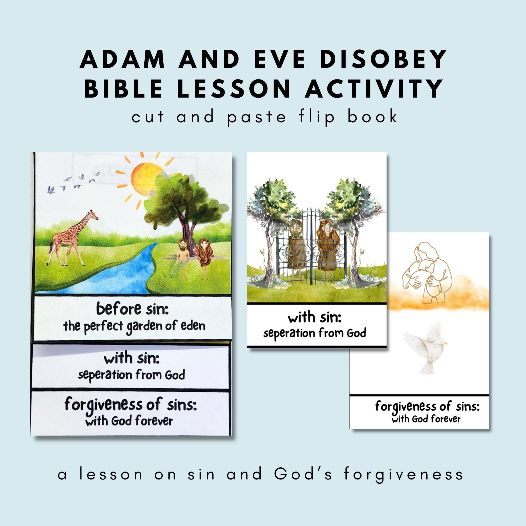 Adam and Eve Flip Book Activity, Bible Lesson (digital Download) - Etsy