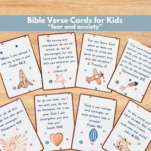Bible Memory Verse Scripture Cards for Kids, Overcoming Fear and Anxiety