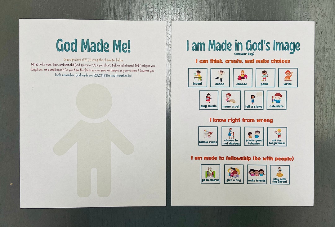 Made in God's Image Activity, What Does It Mean to Be Made in God's Image, Printable Bible
