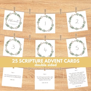 Scripture Advent Christmas Countdown Cards | Nativity Advent Card, Jesus Count Down, Printable Homeschool Advent, Weihnachtskalender