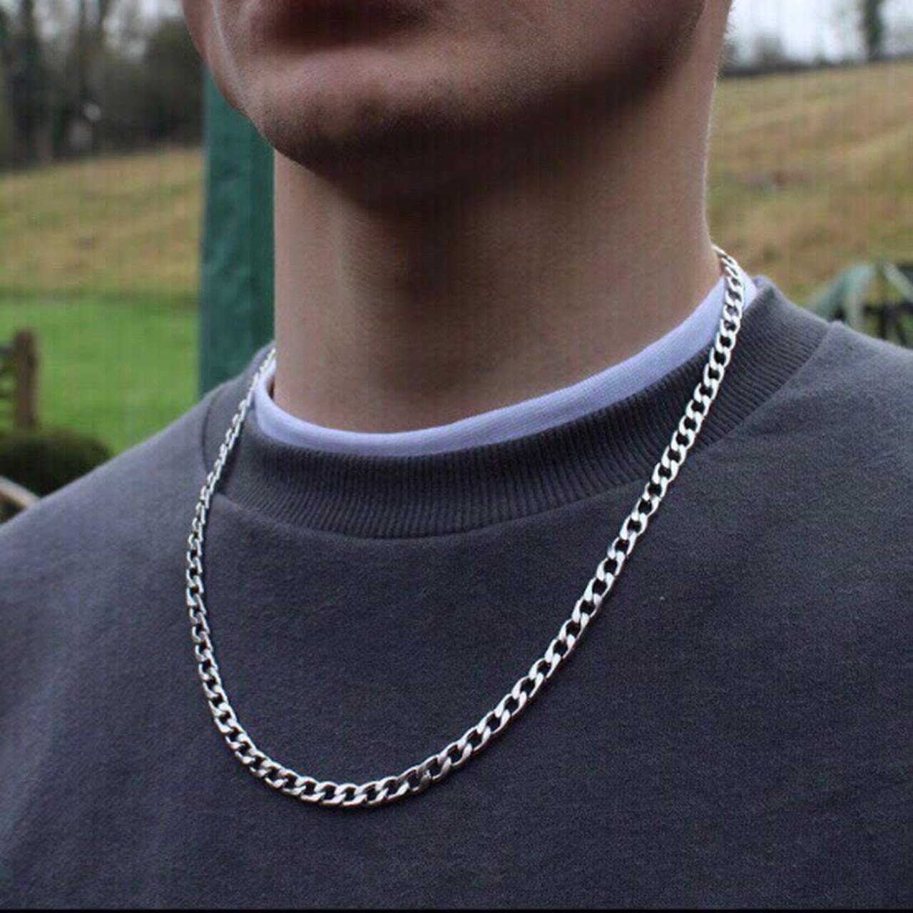 Mens Silver Stainless Steel Chain 