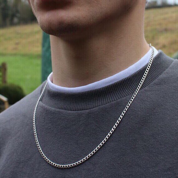 Mens Silver Stainless Steel Chain 