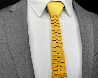 Gold on Black Necktie, Articulating Mens Tie, Unique Gift Idea