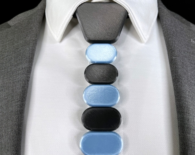 3D Printed Tie | BLACK & BLUE, Alternating - Modern Series | Unique Neckties