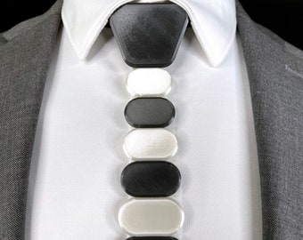 3D Printed Tie | BLACK & WHITE, Alternating - Modern Series | Unique Neckties